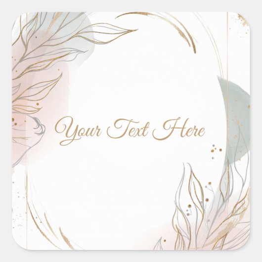 Gilded Gold Sage & Blush Botanical Wedding  Quadratischer Aufkleber (Vorderseite)