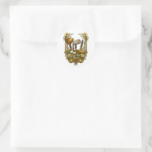 Gilded Golf Par-Tee Time Runder Aufkleber (Tasche)