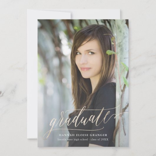 Gilded Grad Gold Script in Imitate Foil Abschluss Einladung (Vorderseite)