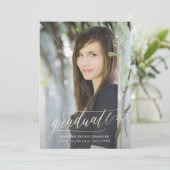 Gilded Grad Gold Script in Imitate Foil Abschluss Einladung (Stehend Vorderseite)