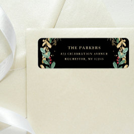 Gilded Greenery auf Black Christmas Rücksendeadres