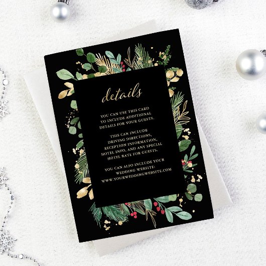 Gilded Greenery Black | Christmas Guest Details Begleitkarte