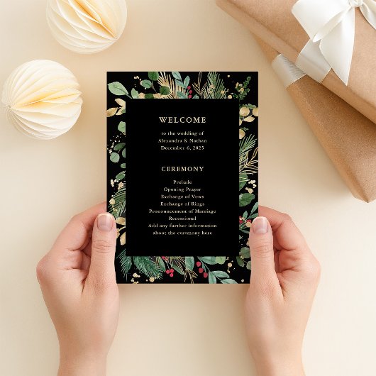 Gilded Greenery Black | Hochzeit Programm