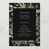 Gilded Greenery Black | Hochzeit Programm (Vorderseite)
