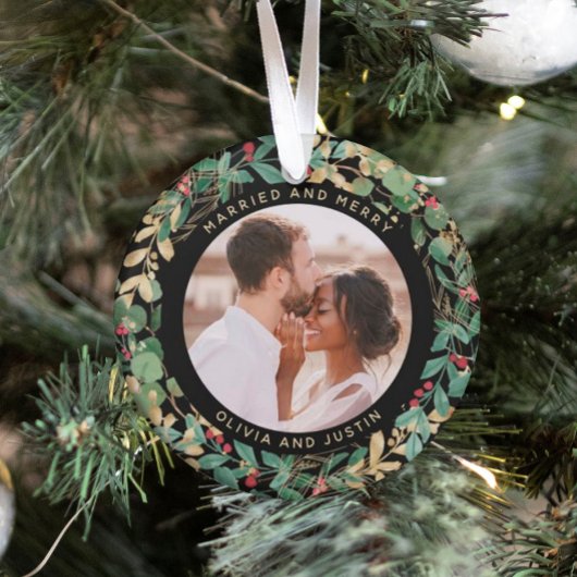 Gilded Greenery Black Verheiratet und Merry Two Fo Ornament