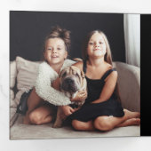 Gilded Greenery Black | Weihnachten für mehrere Fo Dreifach Gefaltete Urlaubskarte (Innen Erste Seite)