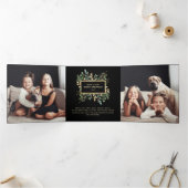 Gilded Greenery Black | Weihnachten für mehrere Fo Dreifach Gefaltete Urlaubskarte (Innenseite)