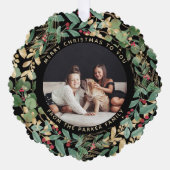 Gilded Greenery Black | Weihnachten im Foto Ornament Karte (Vorderseite)