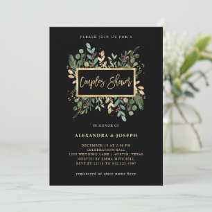 Gilded Greenery Black Weihnachtsdusche Einladung