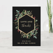 Gilded Greenery Black | Weihnachtsfeier im Foto Dankeskarte (Vorderseite)