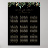 Gilded Greenery Black | Weihnachtsfeier Poster (Vorne)