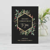 Gilded Greenery on Black | Frohe Weihnachten (Stehend Vorderseite)