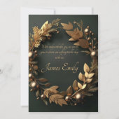 Gilded Greenery on Black | Hochzeitseinladung Einladung (Vorderseite)