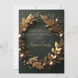 Gilded Greenery on Black | Hochzeitseinladung Einladung