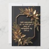 Gilded Greenery on Black | Hochzeitseinladung Feiertagskarte (Rückseite)