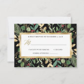 Gilded Greenery on Black | Weihnachtsfeier RSVP Karte (Vorderseite)