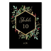 Gilded Greenery on Black | Weihnachtsfeier Tischnummer (Rückseite)