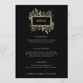 Gilded Greenery on Black | Weihnachtsmenü Menükarte (Vorderseite)