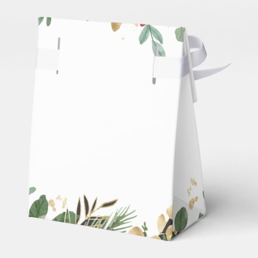 Gilded Greenery on White | Weihnachtsfeier Geschenkschachtel (Rückseite)