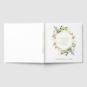 Gilded Greenery on White | Weihnachtsgold Gästebuch (Voll)