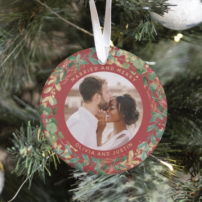 Gilded Greenery Red | Verheiratet und Merry Two Fo Ornament