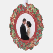 Gilded Greenery Red | Verheiratetes und fröhliches Ornament Karte (Links)