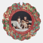 Gilded Greenery Red | Weihnachten im Foto Ornament Karte (Vorderseite)