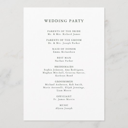 Gilded Greenery White | Hochzeit Programm (Rückseite)