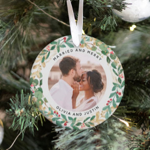 Gilded Greenery White Verheiratet und Merry Two Fo Ornament