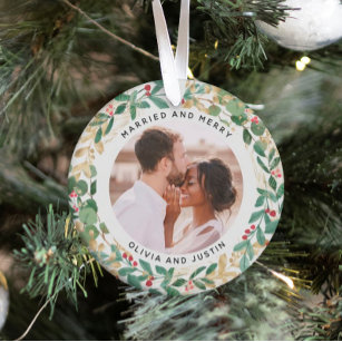 Gilded Greenery White Verheiratet und Merry Two Fo Ornament