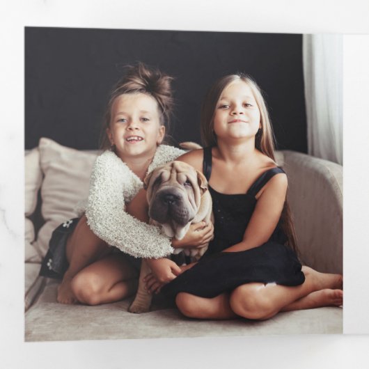 Gilded Greenery White | Weihnachten für mehrere Fo Dreifach Gefaltete Urlaubskarte (Innen Erste Seite)