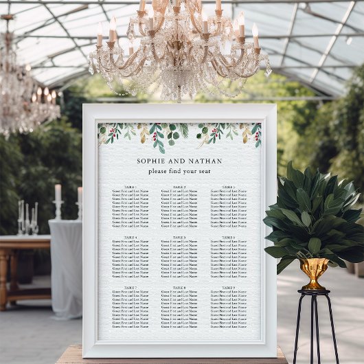 Gilded Greenery White | Weihnachtsfeier Poster