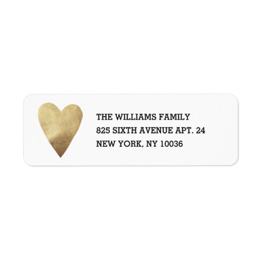 Gilded Heart Address Label - White (Vorne)