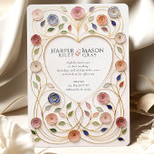 Gilded Heart Frame Floral Enamel Wedding Einladung