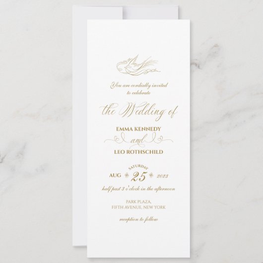 Gilded Imitats Gold Calligraphy Romantic Wedding Einladung (Vorderseite)