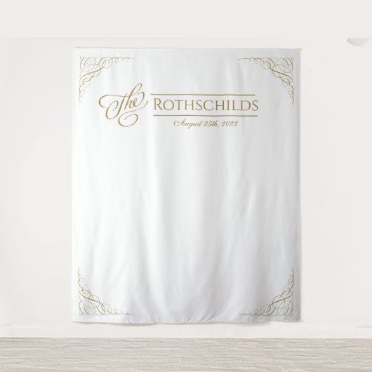 Gilded Imitats Gold Calligraphy Romantic Wedding Wandteppich (Vorderseite)