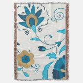 Gilded Indigo Blume mit weißem Hintergrund Decke (Vorderseite Vertikal)