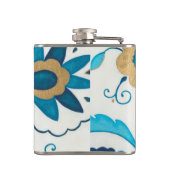 Gilded Indigo Blume mit weißem Hintergrund Flachmann (Rückseite)