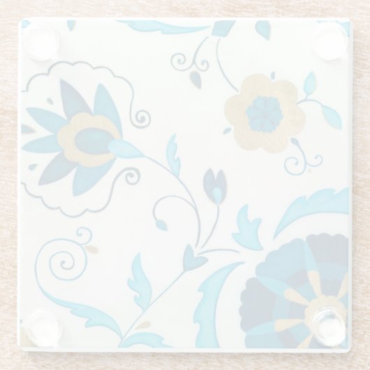 Gilded Indigo Blume mit weißem Hintergrund Glasuntersetzer (Rückseite)