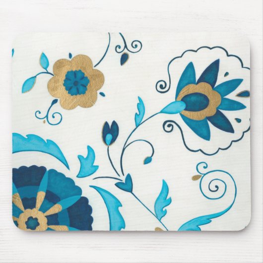 Gilded Indigo Blume mit weißem Hintergrund Mousepad (Vorne)