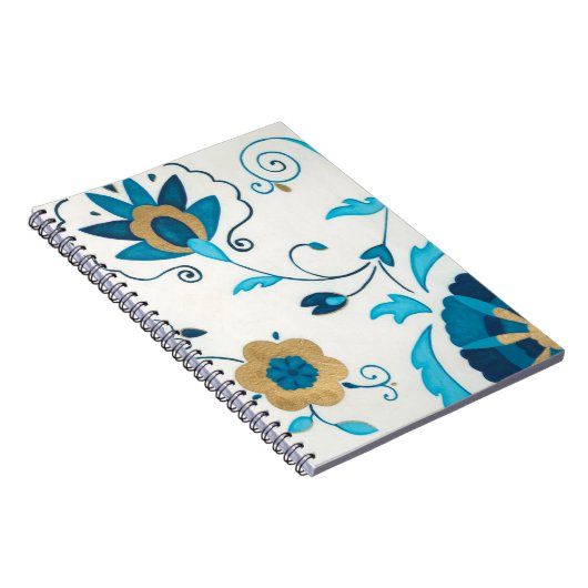 Gilded Indigo Blume mit weißem Hintergrund Notizblock (Rechte Seite)