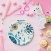 Gilded Indigo Blume mit weißem Hintergrund Pappteller (Party)