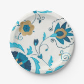 Gilded Indigo Blume mit weißem Hintergrund Pappteller (Vorderseite)