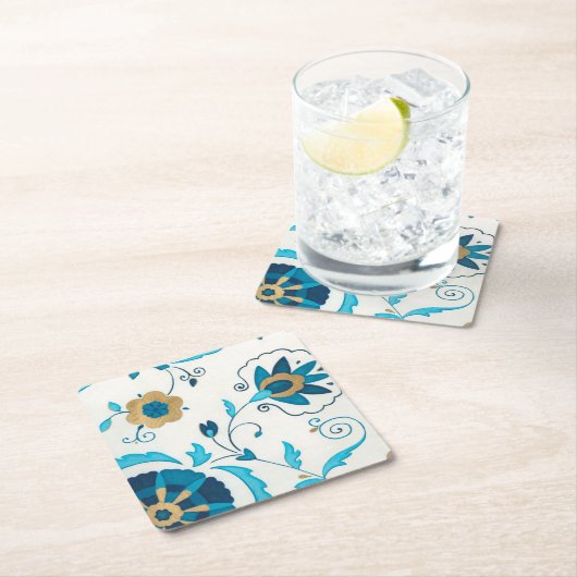 Gilded Indigo Blume mit weißem Hintergrund Rechteckiger Pappuntersetzer (Vor Ort)