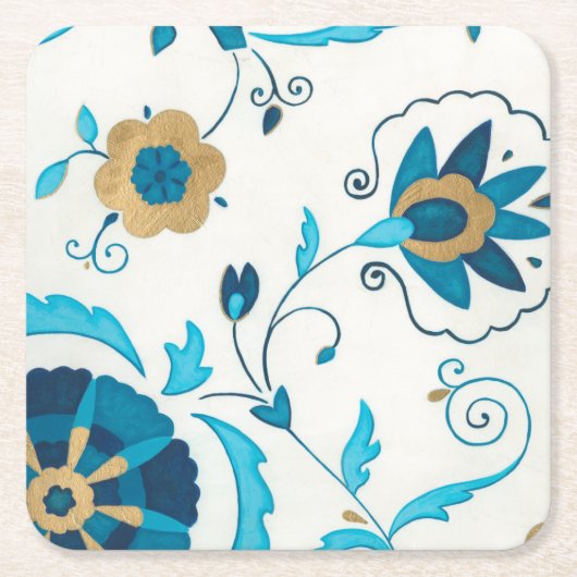 Gilded Indigo Blume mit weißem Hintergrund Rechteckiger Pappuntersetzer (Vorderseite)