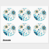 Gilded Indigo Blume mit weißem Hintergrund Runder Aufkleber (Blatt)