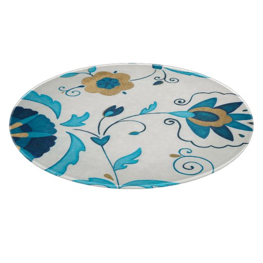 Gilded Indigo Blume mit weißem Hintergrund Schneidebrett (Ecke)