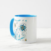 Gilded Indigo Blume mit weißem Hintergrund Tasse (Vorderseite Links)