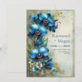 Gilded Indigo Orchid Stardust Wedding Einladung (Vorne/Hinten)