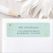 Gilded Joy Mint & Gold Foil Holiday Address Label (Insitu)